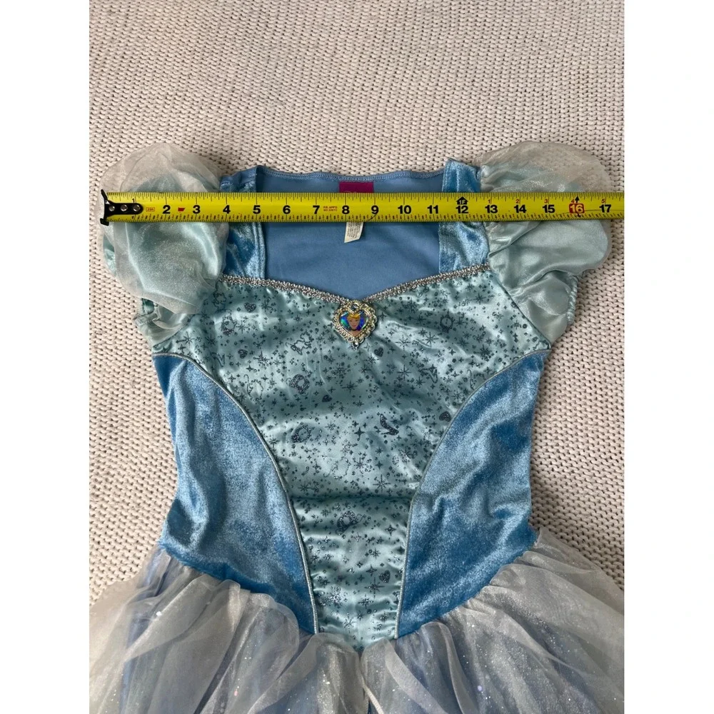 Disney Cinderella Princess Costume Dress Blue Glitter Tulle Girls Size 7/8